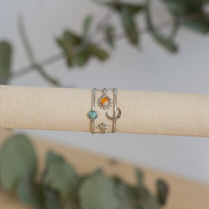 Luna silver prsten - tirkiz/karneol