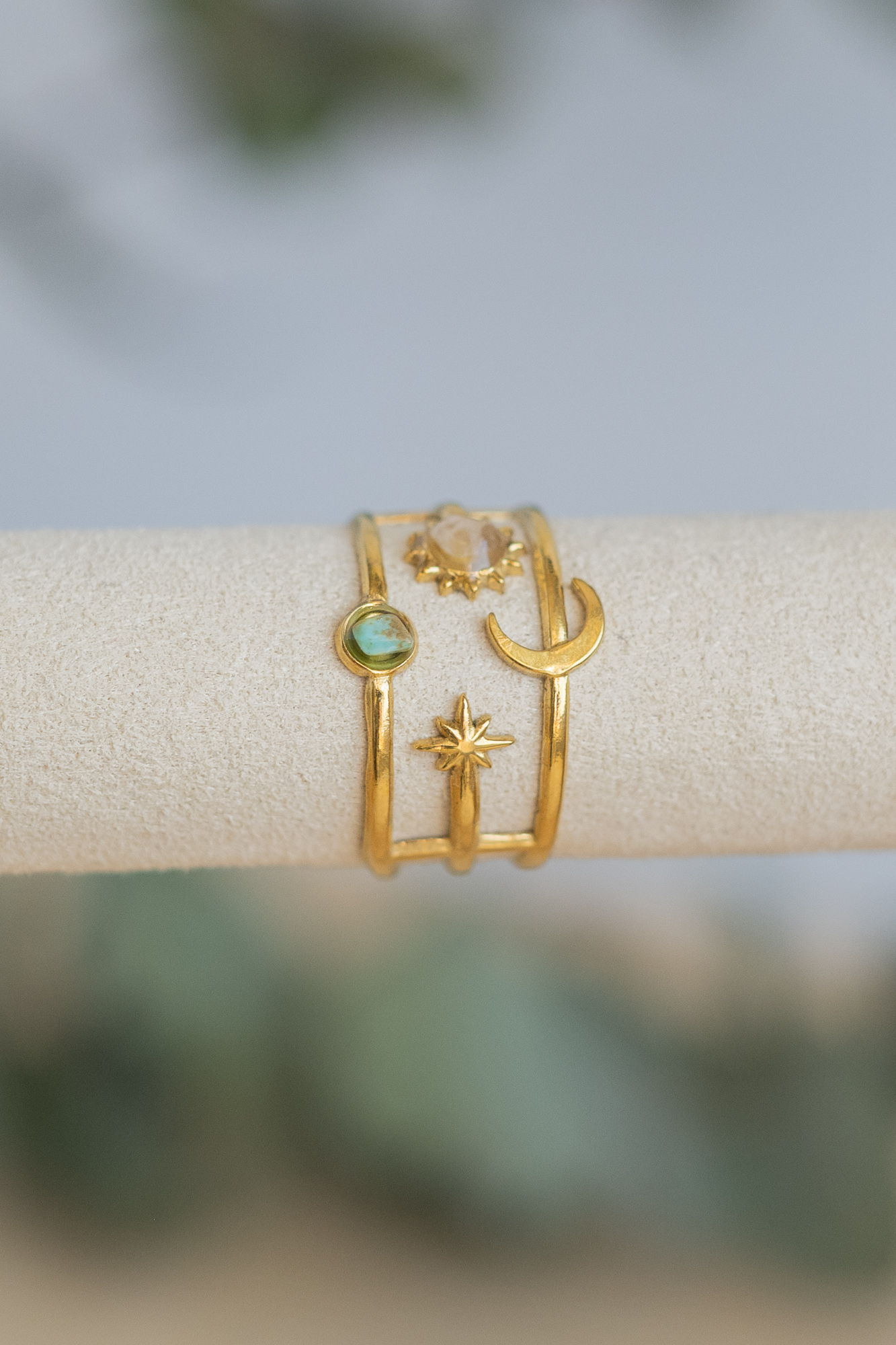 Luna golden ring - turquoise/rosequartz - Image 4