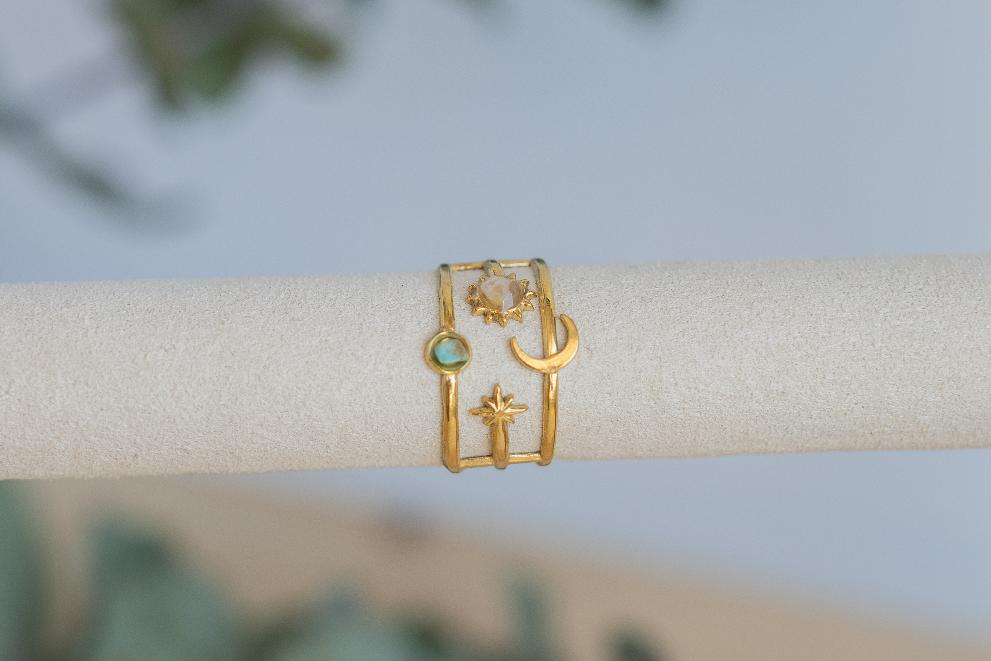 Luna golden ring - turquoise/rosequartz - Image 2