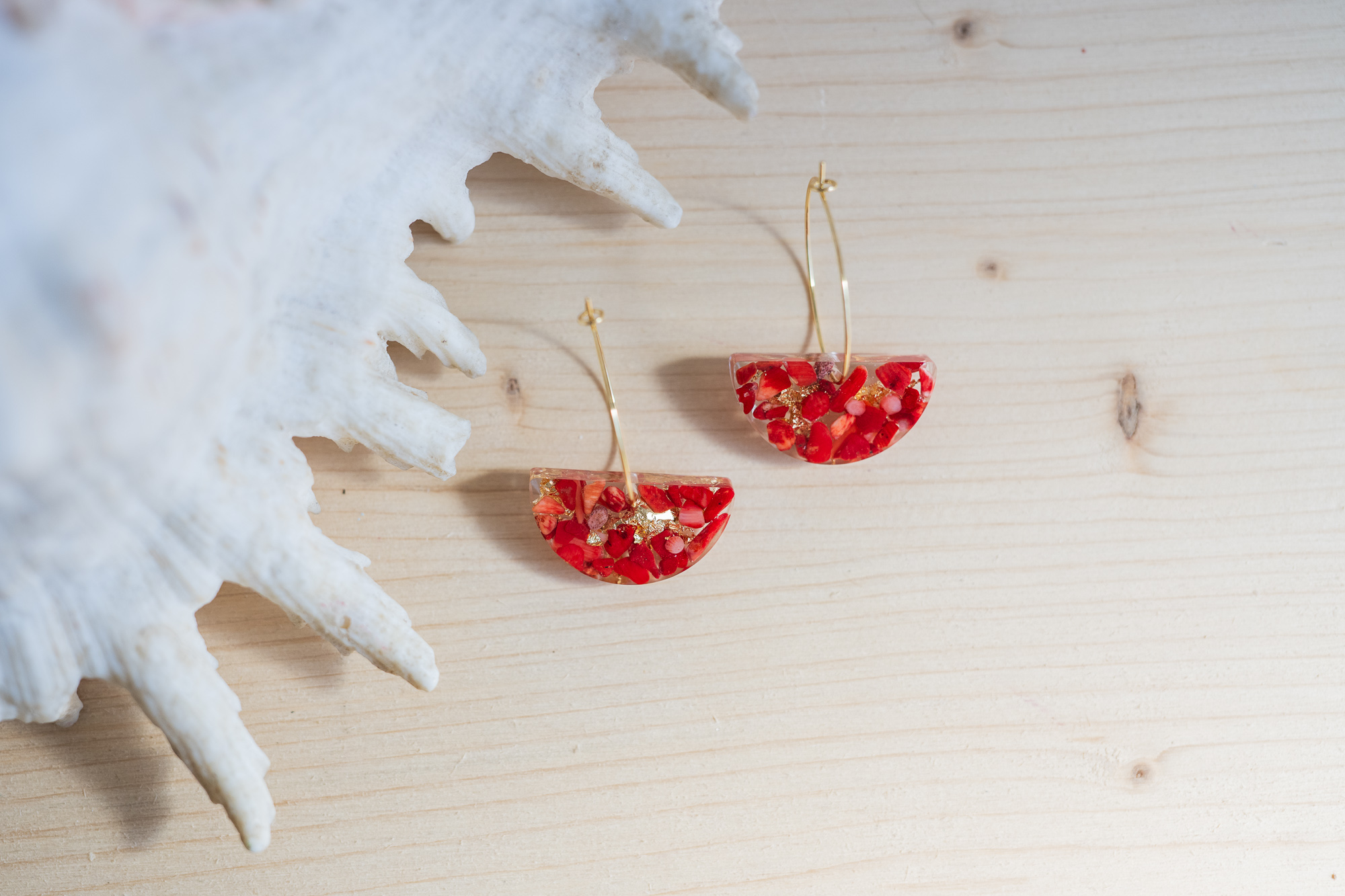 Zora hoop earrings - coral