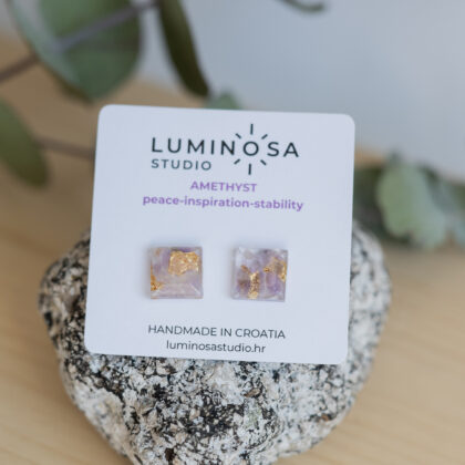 LUMINOSA STUD - ametist kvadrat